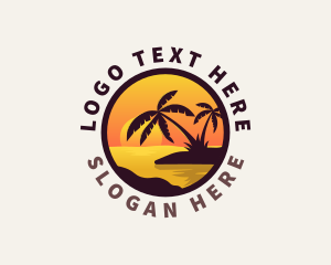 Beach Palm Scenery Destination Logo