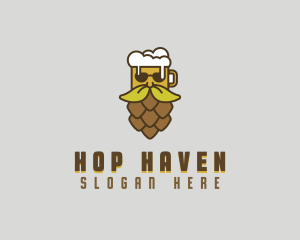 Hop - Beer Hop Moustache logo design