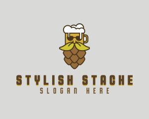 Beer Hop Moustache logo design