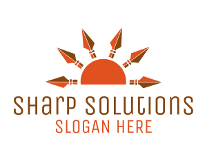 Sharp - Orange Sun Spears logo design