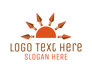 Sharp - Orange Sun Spears logo design