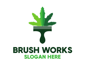 Brush - Cannabis Paint Brush logo design