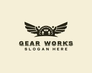 Gear Mechanical Wings logo design