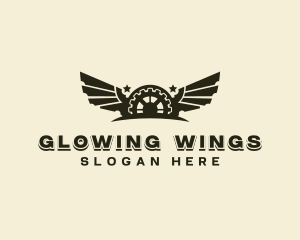 Gear Mechanical Wings logo design