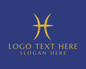 Zodiac - Gold Pisces Symbol logo design