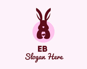 Bunny - Rabbit Wine Glass logo design