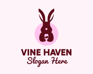 Wine Bar - Rabbit Wine Glass logo design