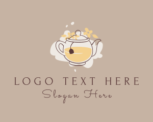 Tea Kettle - Floral Tea Kettle logo design