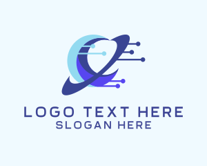 Global - Digital Planet Orbit logo design