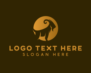 Barn - Golden Ram Horn logo design