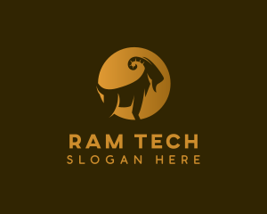 Ram - Golden Ram Horn logo design