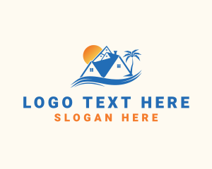 Seaside - Sunset Beach Vacation House logo design