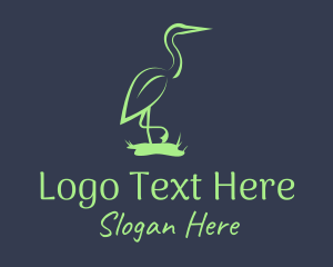 Green Flamingo Bird Leaf Logo