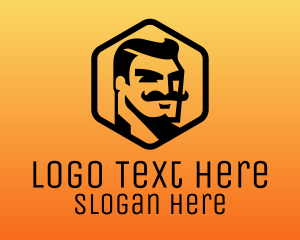 Vlogger - Hipster Mustache Man logo design