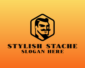 Hipster Mustache Man logo design