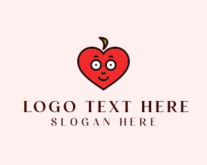 Happy - Heart Apple Face logo design
