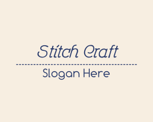 Stitch - Blue Traditional Embroidery Wordmark logo design