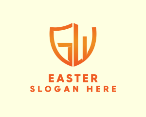 Orange - Shield Letter GW Company logo design