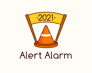 Warning - Safety Cone Banner logo design