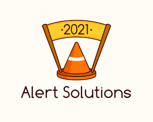 Caution - Safety Cone Banner logo design