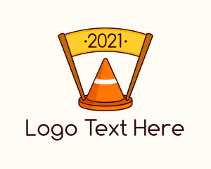 Road Sign - Safety Cone Banner logo design