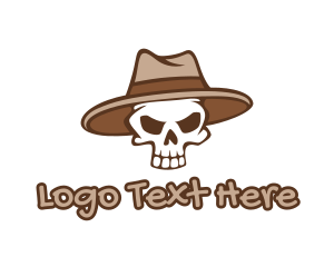 Gangster - Fedora Skull Hat logo design