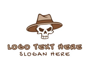 Skeleton - Fedora Skull Hat logo design