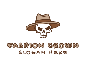 Hat - Fedora Skull Hat logo design