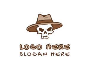 Dj - Fedora Skull Hat logo design