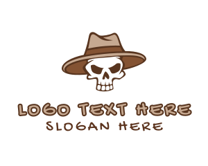 Dj - Fedora Skull Hat logo design