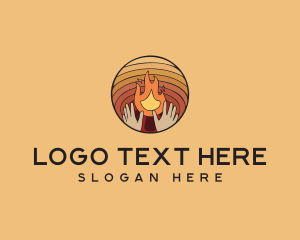 Tourism - Bonfire Heat Hands logo design