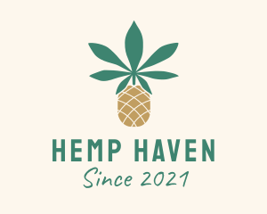 Pineapple Cannabis Leaf  logo design