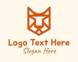 Orange - Feline Cat Line Art logo design