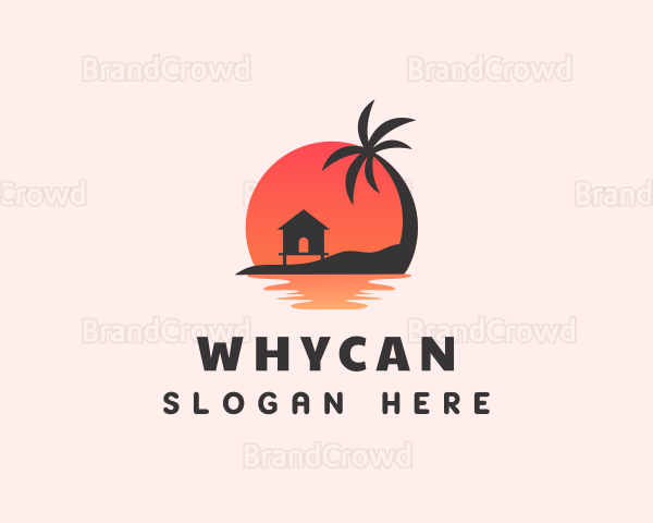 Beach Hut Palm Tree Logo