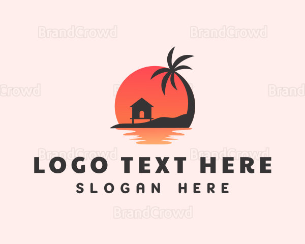 Beach Hut Palm Tree Logo