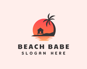 Beach Hut Palm Tree logo design