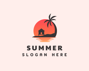 Beach Hut Palm Tree logo design