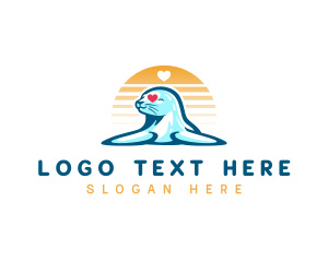 Seal - Animal Seal Heart logo design