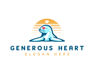 Animal Seal Heart logo design