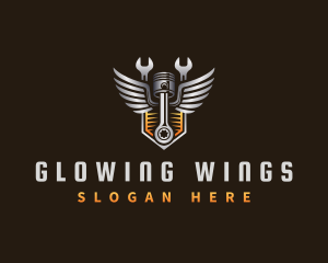 Piston Wrench Wings logo design