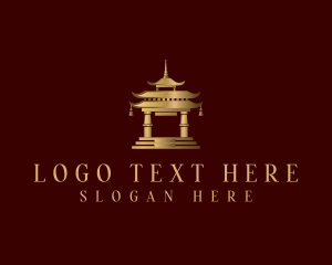 Ancient - Chinese Temple Architecture logo design
