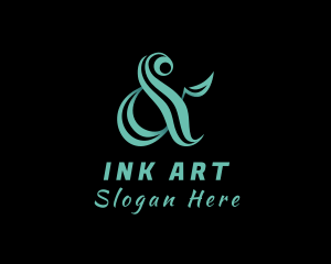 Calligraphy - Green Ampersand Calligraphy logo design