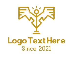 Win - Golden Statue Wings logo design