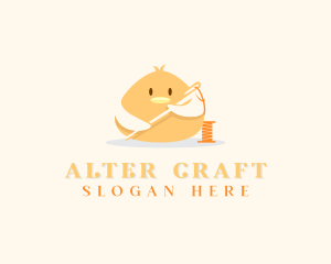 Cute Bird Needle Thread  logo design