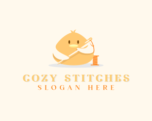 Knitter - Cute Bird Needle Thread logo design