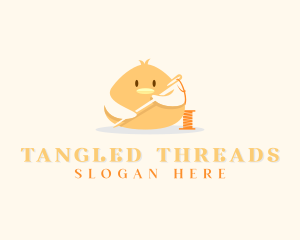 Cute Bird Needle Thread  logo design