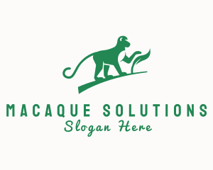Macaque - Natural Seedling Monkey logo design