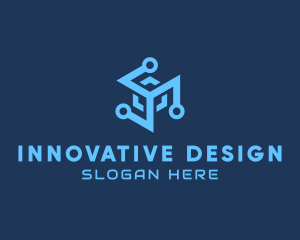 Digital Circuit Cube Innovations logo design