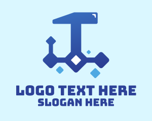 Tool - Blue Digital Hammer logo design