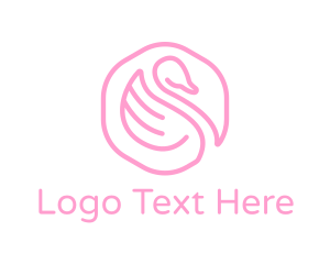 White And Pink - Minimalist Pink Swan logo design